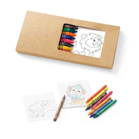 Kit para pintar Personalizado com 8 gizes de Cera e 8 Cartões para Pintar