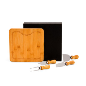 Kit para Queijo 5 peças em Bambu, Madeira e Inox Personalizado