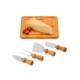 Kit para Queijo 5 peças em Bambu, Madeira e Inox Personalizado
