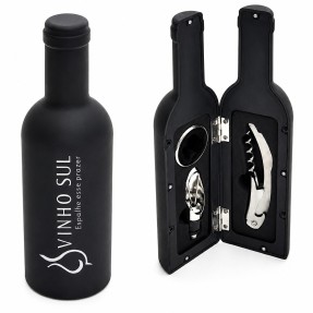 Kit para Vinho Formato de Garrafa Personalizado