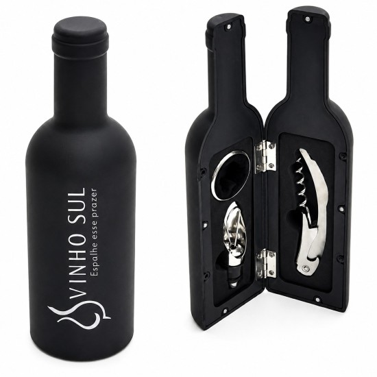 Kit para Vinho Formato de Garrafa Personalizado