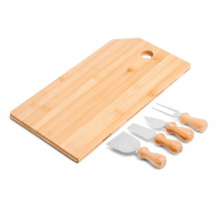 Kit para Queijo Em Bambu e Inox Personalizado