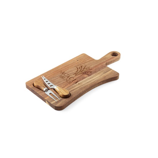 Tábua de Queijos em Madeira Personalizada com 2 Utensílios