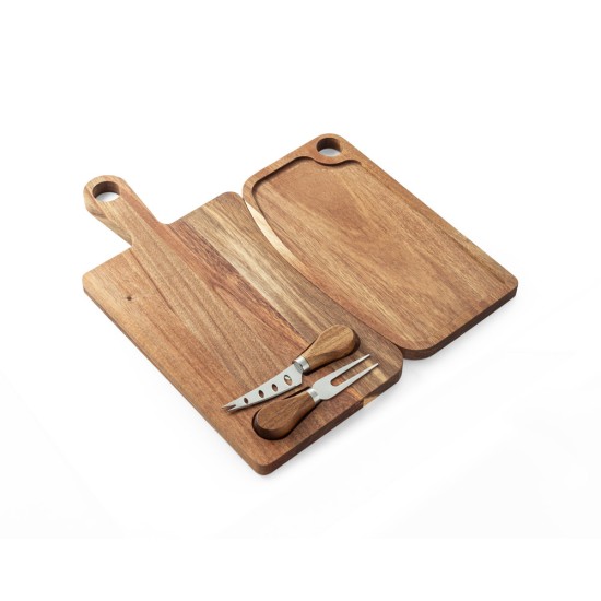 Tábua de Queijos em Madeira Personalizada com 2 Utensílios