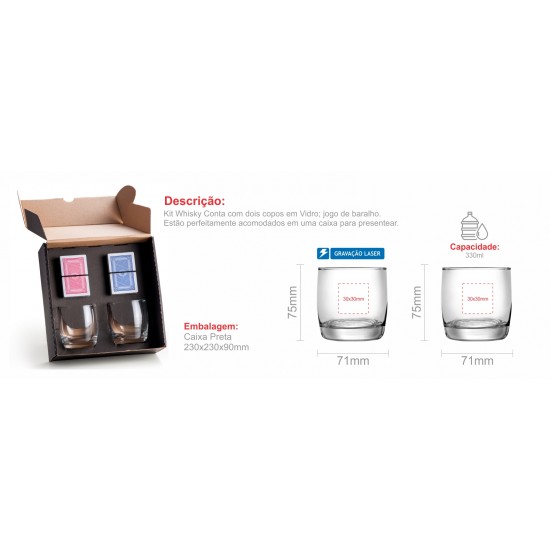 Kit Whisky Com Baralho E Copos Personalizado