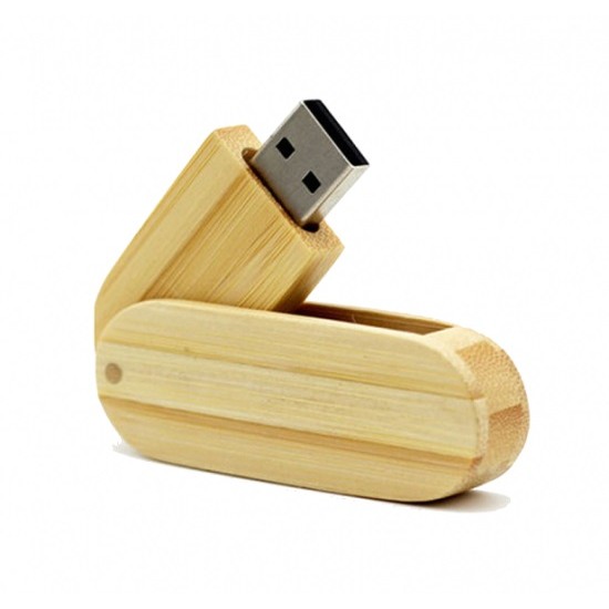 Pen Drive de Bambu Giratório Personalizado