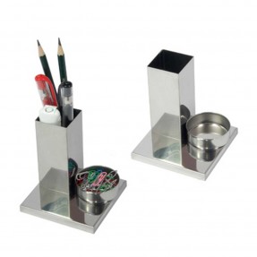 Porta Canetas com Porta Clips em Inox Personalizado