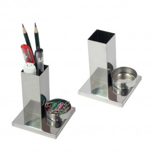 Porta Canetas com Porta Clips em Inox Personalizado