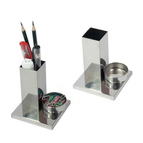 Porta Canetas com Porta Clips em Inox Personalizado