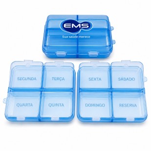 Porta Comprimidos Semanal 8 Divisórias Dobrável Personalizado