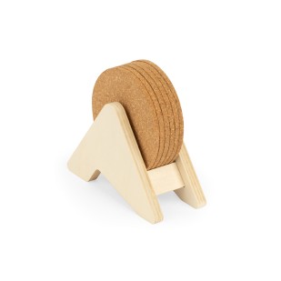 Porta Copos em Cortiça com Base em Madeira Personalizado