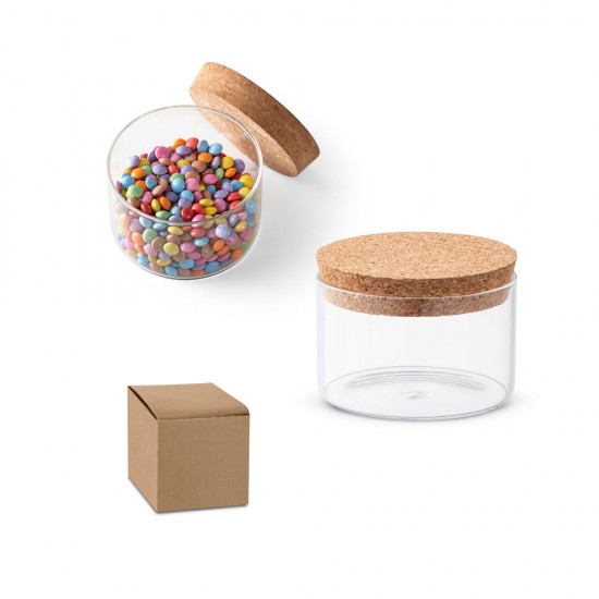 Pote de Vidro Ecológico 380ml com Tampa de Cortiça Personalizado