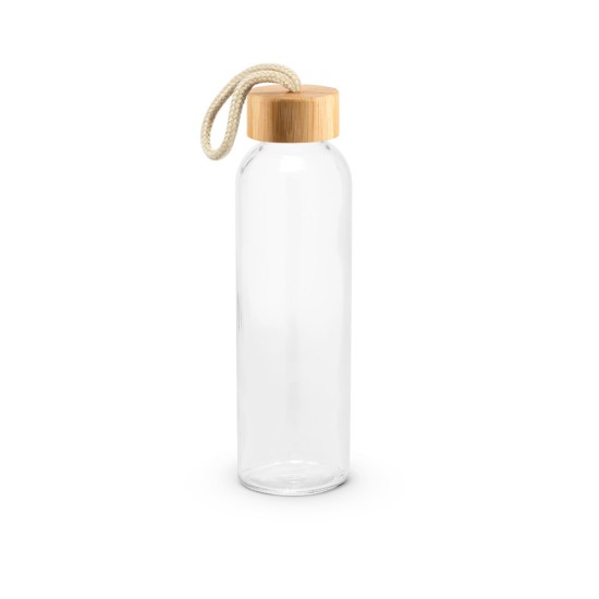 Squeeze 500ml em vidro com tampa em bambu Personalizado