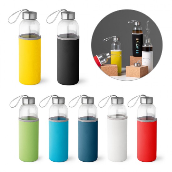 Squeeze 520ml de Vidro e Aço Inox Personalizado