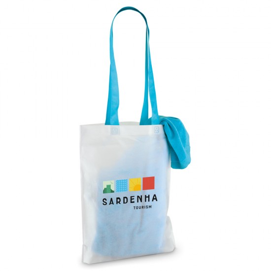 Toalha de Praia em Algodão Personalizada com Sacola em Non-Woven