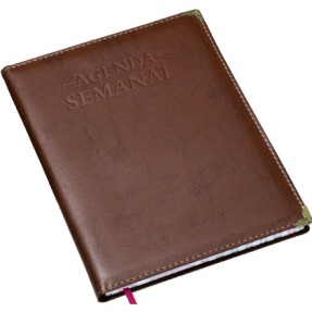 Agenda Semanal 19 x 26,5 cm em Couro Sintético Personalizada para Brindes