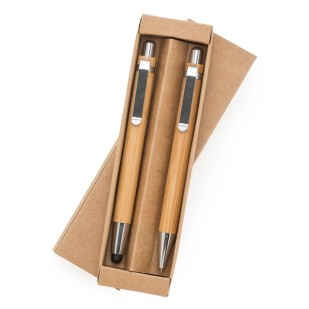 Conjunto de Caneta e Lapiseira em Bambu com Ponteira Touch Personalizado para Brindes