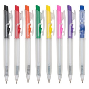 Caneta Plástica Translúcida Colorida Personalizada para Brindes