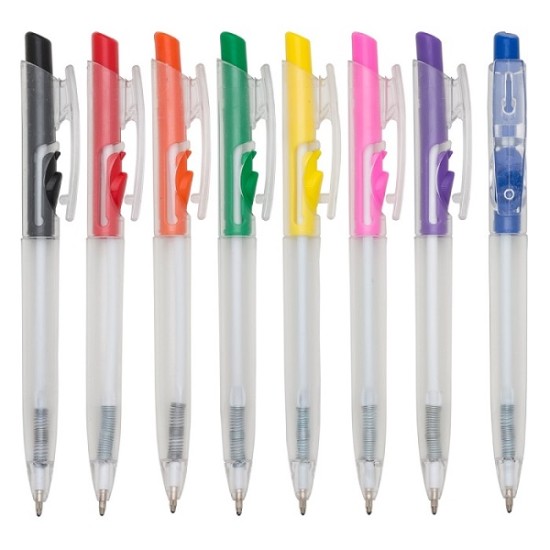 Caneta Plástica Translúcida Colorida Personalizada para Brindes