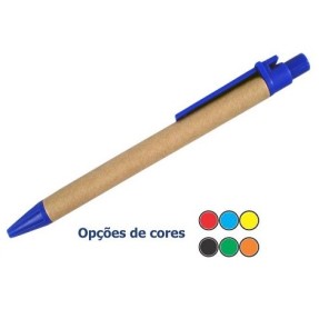 Caneta de Papelão Ecológica Personalizada com Clip Plástico