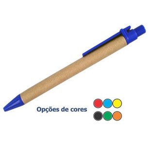 Caneta de Papelão Ecológica Personalizada com Clip Plástico