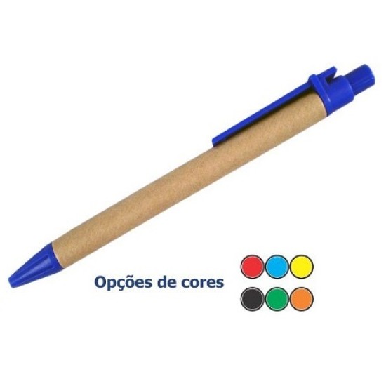 Caneta de Papelão Ecológica Personalizada com Clip Plástico