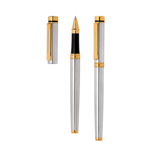 Caneta Roller Metal com Detalhes em Dourado Personalizada