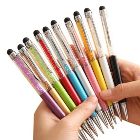 Caneta de Metal com Ponteira Touch e Detalhes Brilhantes Personalizada