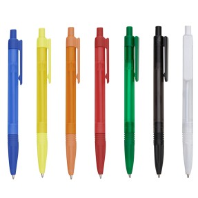 Caneta Plástica Transparente Colorida Personalizada