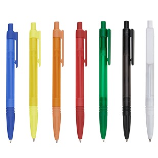 Caneta Plástica Transparente Colorida Personalizada