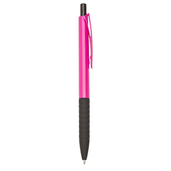 Caneta Plástica Prata Detalhes Coloridos Personalizada