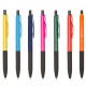Caneta Plástica Prata Detalhes Coloridos Personalizada
