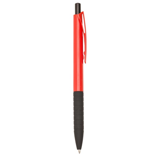 Caneta Plástica Prata Detalhes Coloridos Personalizada