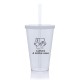 Copo Liso 550ml Personalizado com Tampa e Canudo