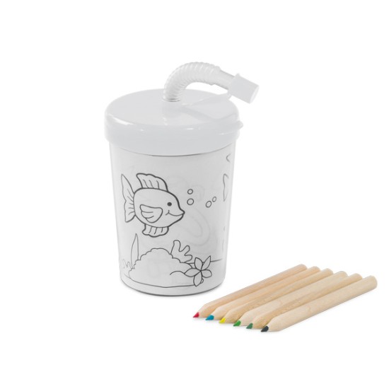 Copo Plástico 200ml Infantil Personalizado com Lápis de Cor