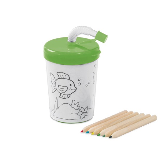 Copo Plástico 200ml Infantil Personalizado com Lápis de Cor