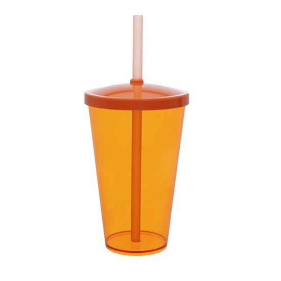 Copo Liso 550ml Personalizado com Tampa e Canudo