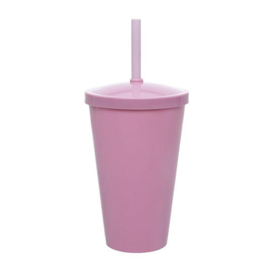 Copo Liso 550ml Personalizado com Tampa e Canudo