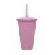 Copo Liso 550ml Personalizado com Tampa e Canudo