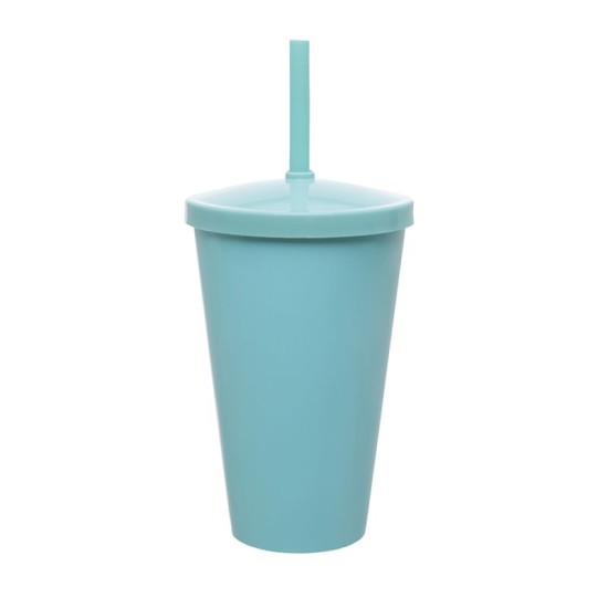 Copo Liso 550ml Personalizado com Tampa e Canudo