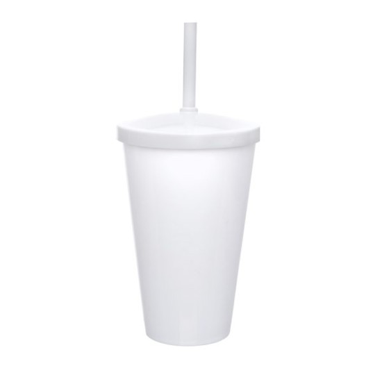 Copo Liso 550ml Personalizado com Tampa e Canudo