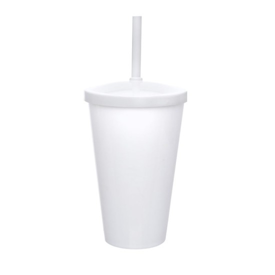 Copo Liso 550ml Personalizado com Tampa e Canudo