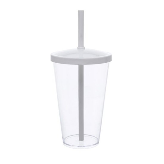 Copo Liso 550ml Personalizado com Tampa e Canudo