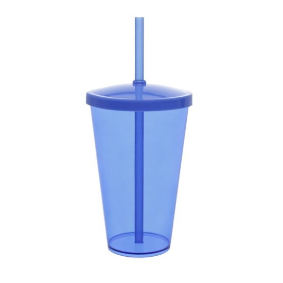 Copo Liso 550ml Personalizado com Tampa e Canudo