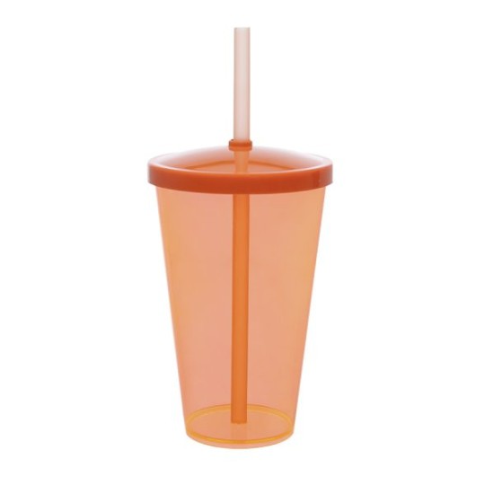 Copo Liso 550ml Personalizado com Tampa e Canudo