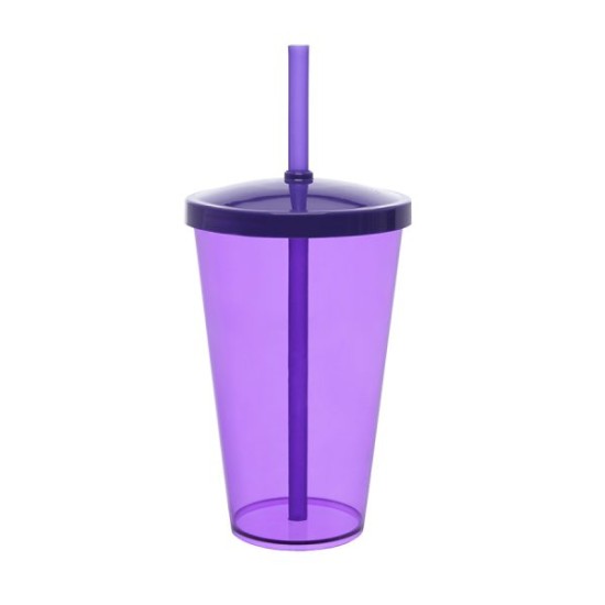 Copo Liso 550ml Personalizado com Tampa e Canudo