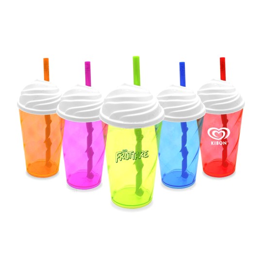 Copo 500ml Tampa Sorvete com Canudo Personalizado