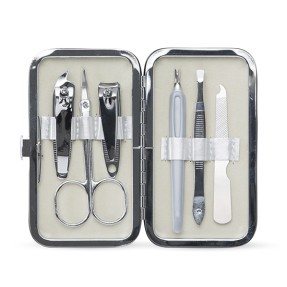 Kit Manicure 6 peças com estojo em Couro Sintético Personalizado