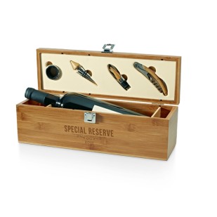 Conjunto para Vinho em bambu Personalizado