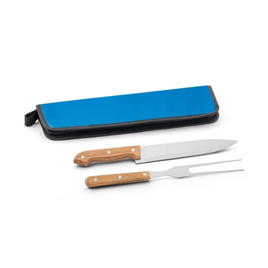 Kit Churrasco 2 Peças Aço Inox e Madeira com Estojo Personalizado